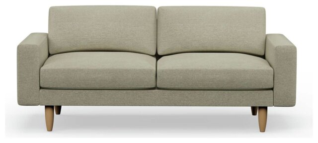 Hutch Fabric Block Arm 3 Seater Sofa - Oat - image 1