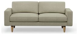Hutch Fabric Block Arm 3 Seater Sofa - Oat - thumbnail 1