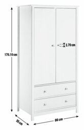 Habitat Brooklyn 2 Door 2 Drawer Wardrobe - White - thumbnail 2