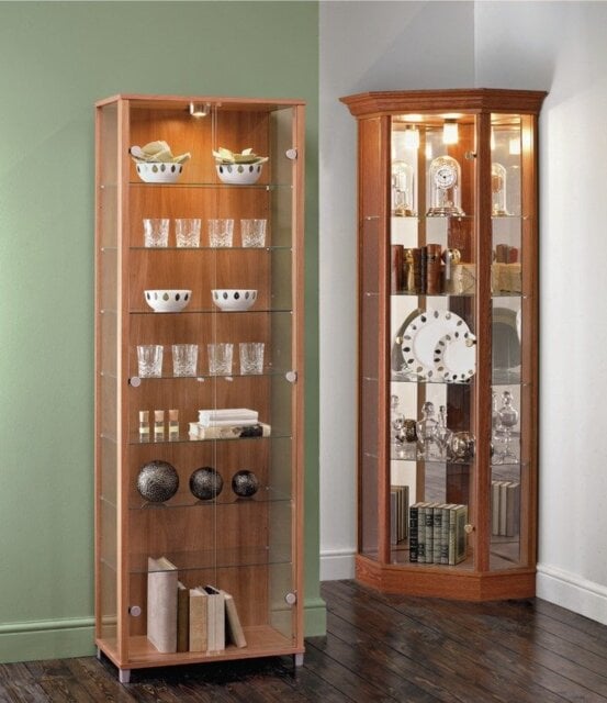 Argos Home 2 Glass Door Display Cabinet - Light Natural - image 1
