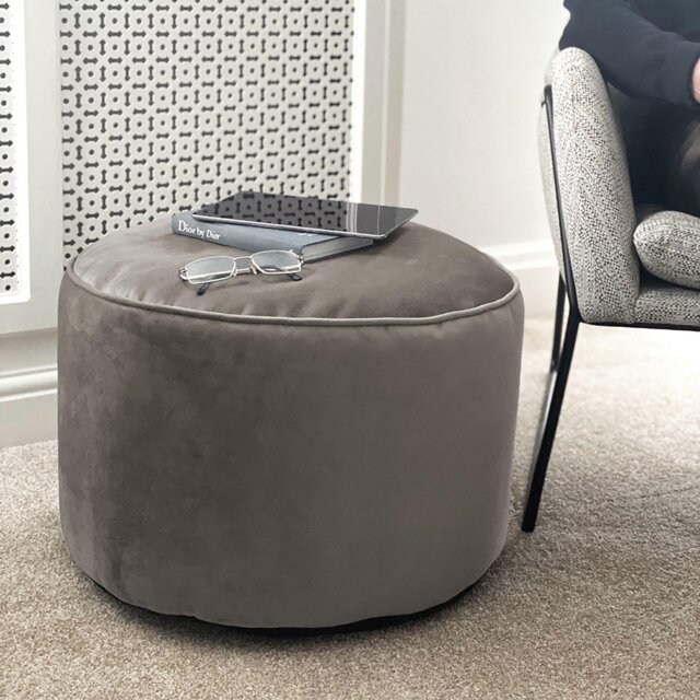 rucomfy Velvet Pouffe - Grey - image 1
