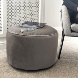 rucomfy Velvet Pouffe - Grey - thumbnail 1