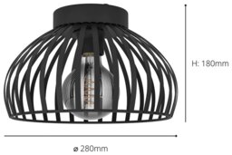 EGLO Mogano 3 Steel Flush Ceiling Light - Black - thumbnail 2
