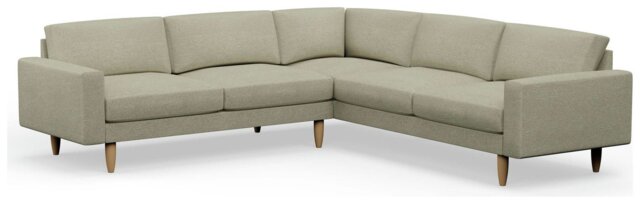 Hutch Fabric Block Arm 7 Seater Corner Sofa - Oat - image 1