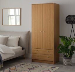 Argos Home Malibu 2 Door 2 Drawer Wardrobe - Oak Effect - thumbnail 1