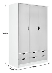 Habitat Kids Pagnell 3 Door 4 Drawer Wardrobe - White - thumbnail 2