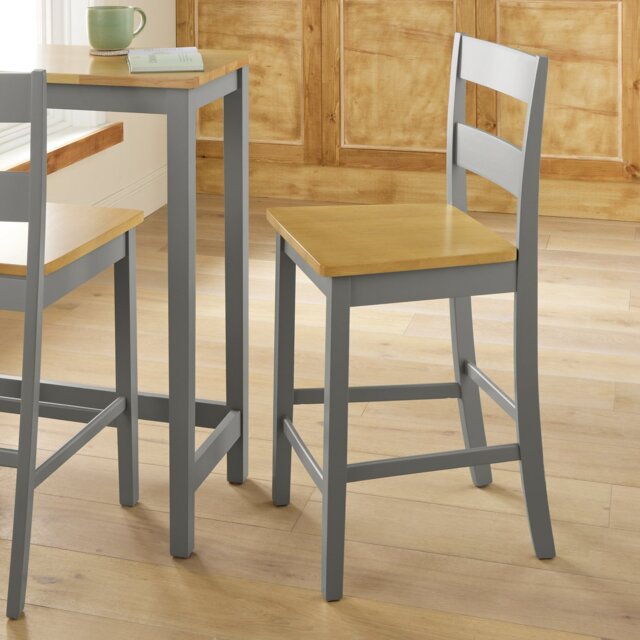 Argos Chicago Solid Wood Bar Stool - Grey - image 1