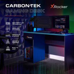 X Rocker Carbon Tek LED Gaming Desk - Grey And Blue - thumbnail 2