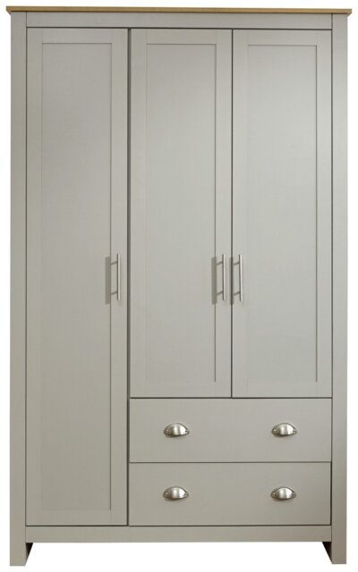 GFW Lancaster 3 Door 2 Drawer Wardrobe - Grey Oak - image 1