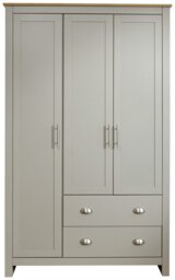 GFW Lancaster 3 Door 2 Drawer Wardrobe - Grey Oak