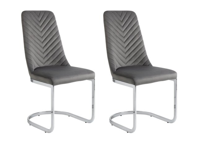 Argos Home Sybil Pair of Velvet Dining Chair - Grey - image 1