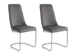 Argos Home Sybil Pair of Velvet Dining Chair - Grey - thumbnail 1
