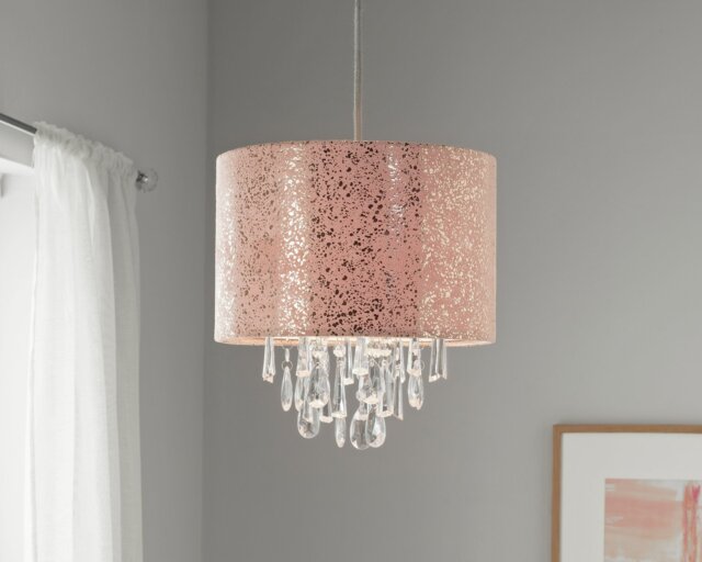 Argos Home Rose Gold Suede Beaded Drum Lampshade - 30cm