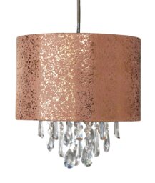Argos Home Rose Gold Suede Beaded Drum Lampshade - 30cm - thumbnail 2