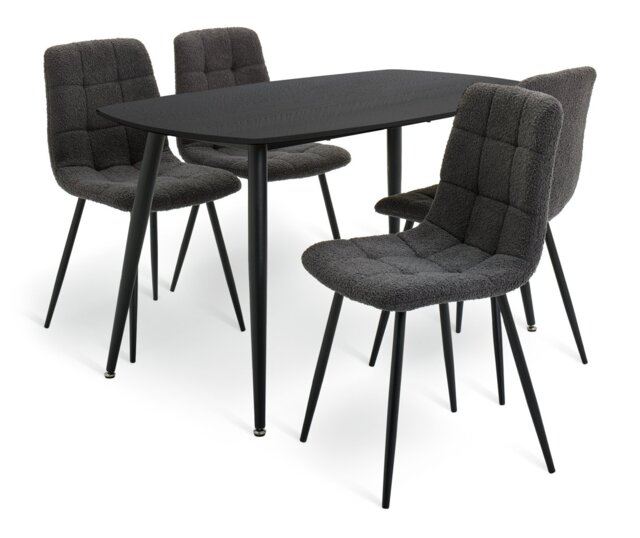 Argos Home Cobin Black Dining Table & 4 Charcoal Chairs - image 1
