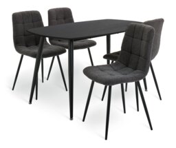 Argos Home Cobin Black Dining Table & 4 Charcoal Chairs - thumbnail 1