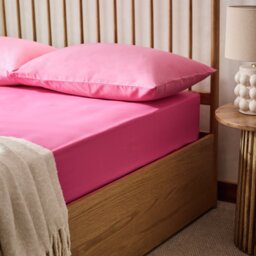 Habitat Extra Deep Plain Pink Fitted Sheet - Single - thumbnail 2