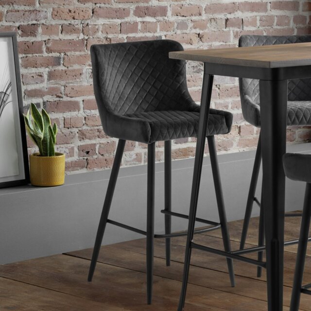 Julian Bowen Luxe Velvet Bar Stool - Grey - image 1