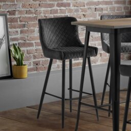 Julian Bowen Luxe Velvet Bar Stool - Grey