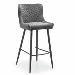 Julian Bowen Luxe Velvet Bar Stool - Grey - thumbnail 2