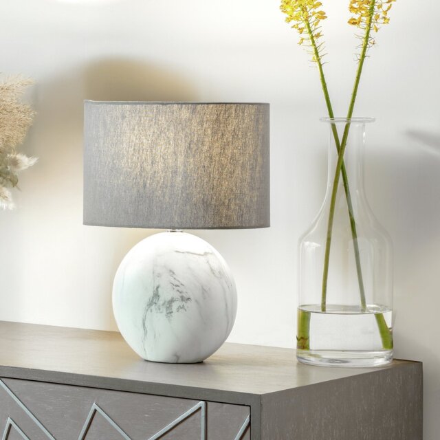 Pacific Crestola Ceramic Disc Table Lamp - White & Grey - image 1
