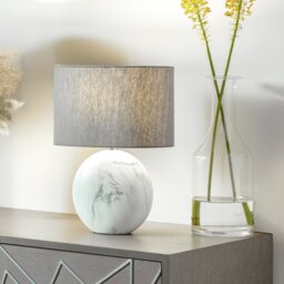 Pacific Crestola Ceramic Disc Table Lamp - White & Grey - thumbnail 1