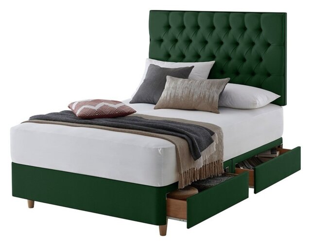 Silentnight Sassaria Double 4 Drawer Divan Set - Green - image 1