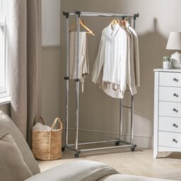 Argos Home Heavy Duty Double Clothes Rail - Chrome and Black