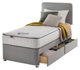 Silentnight Pavia Single Comfort 2 Drawer Divan Bed - Grey - thumbnail 1