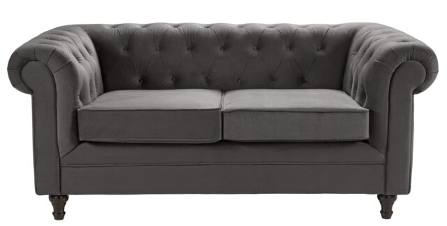 Habitat Chesterfield Velvet 2 Seater Sofa - Charcoal - image 1