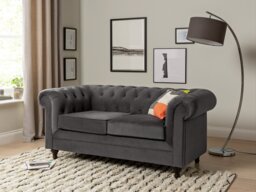 Habitat Chesterfield Velvet 2 Seater Sofa - Charcoal