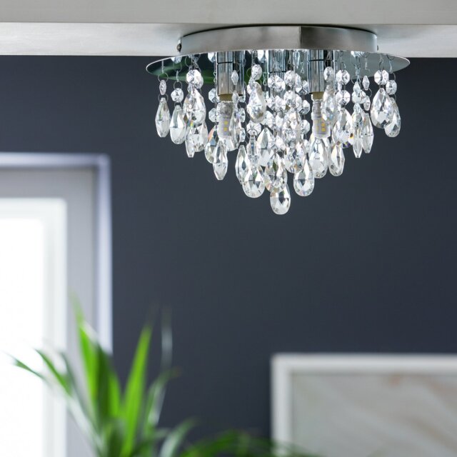 Argos Home Ivy Glass Droplet Ceiling Light - Chrome - image 1