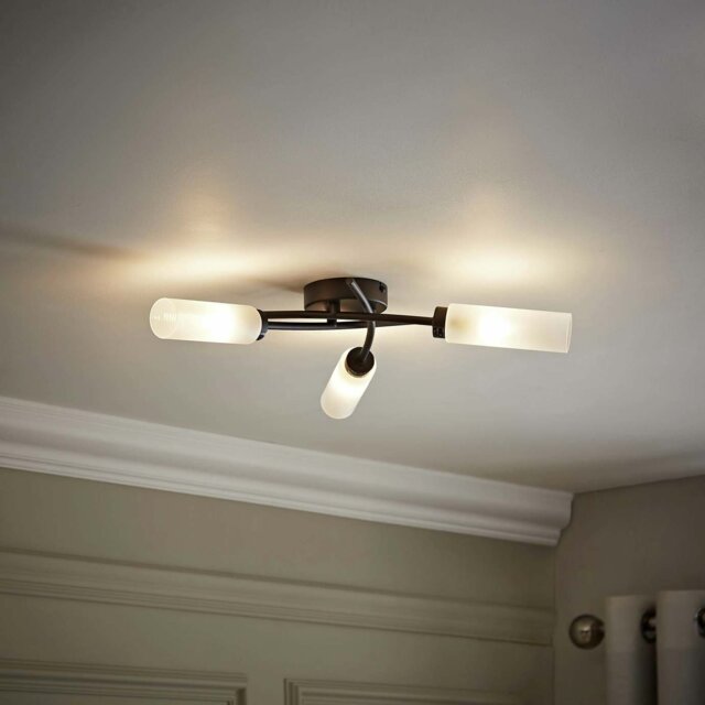 ValueLights Maya Metal 3-Light Flush Ceiling Light - Black - image 1
