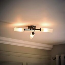 ValueLights Maya Metal 3-Light Flush Ceiling Light - Black - thumbnail 2