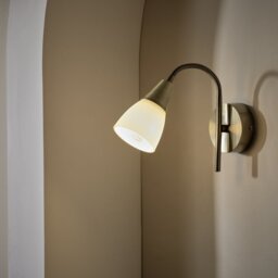 Argos Home Curico Glass Wall Light - Brass & White - thumbnail 1