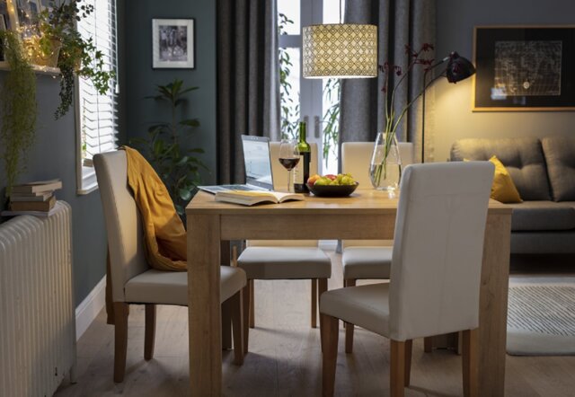 Argos Home Miami Oak Dining Table & 4 Grey Chairs - image 1