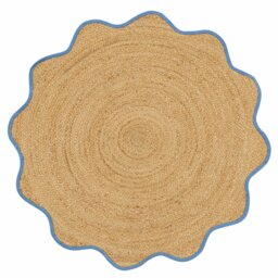 Argos Home Wiggle Shaped Blue Border Jute Flatweave Rug - 100cm - thumbnail 2