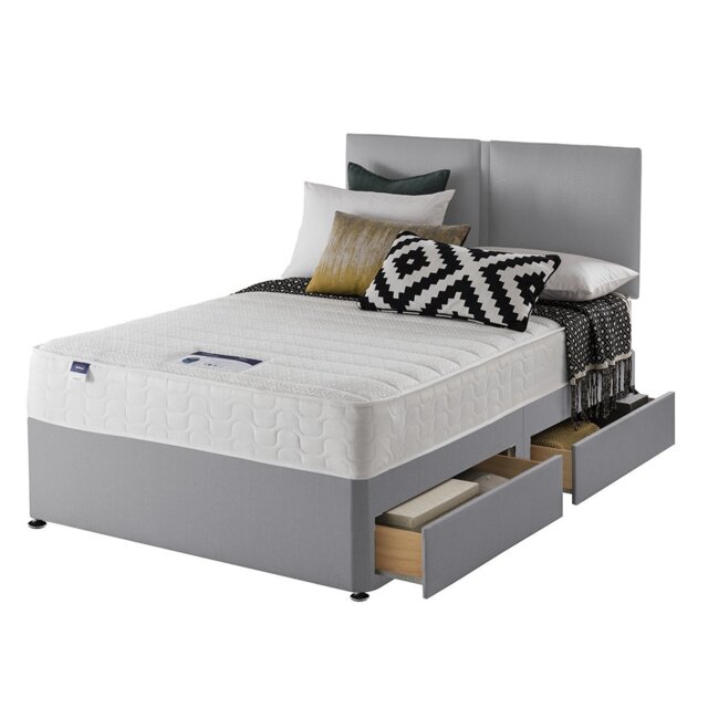 Silentnight Hatfield Double Memory 4 Drawer Divan Bed - Grey - image 1