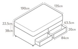 Silentnight Hatfield Double Memory 4 Drawer Divan Bed - Grey - thumbnail 2