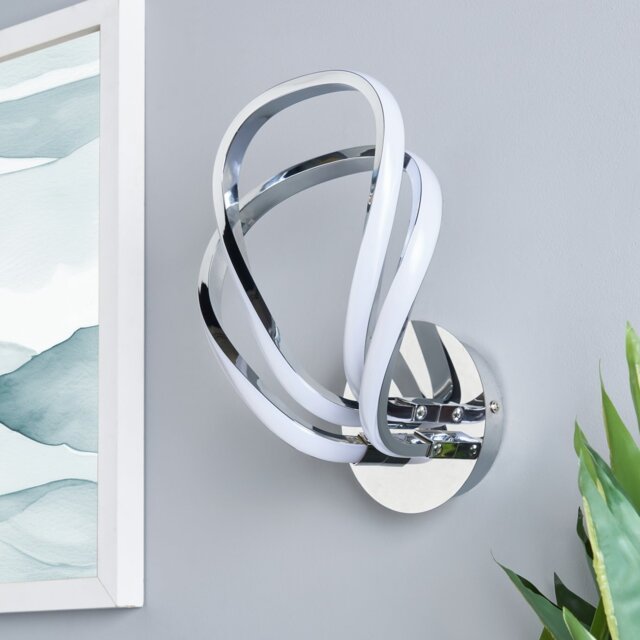 BHS Corolla Metal Two Petal LED Wall Light - Chrome - image 1