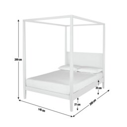 Habitat Blissford 4 Poster Double Wooden Bed Frame - White - thumbnail 2