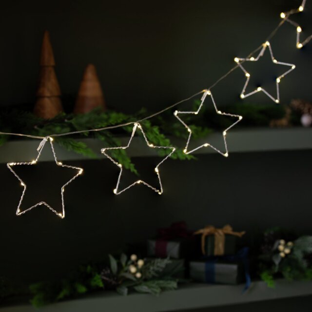 Habitat 6 White Battery LED Christmas Star String Lights - image 1