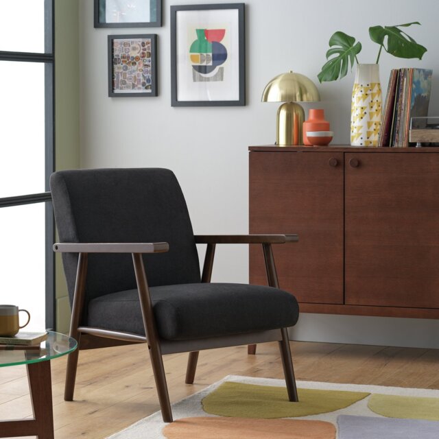 Argos Home Watson Self Assembly Wood Accent Chair -Dark Grey - image 1