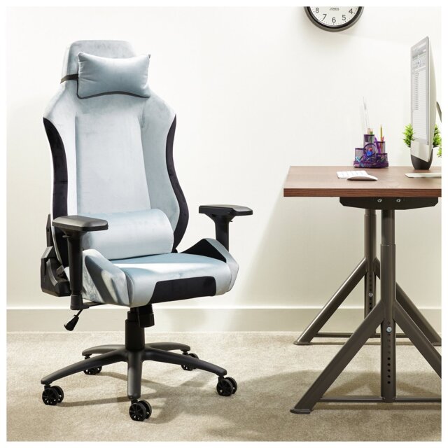 X Rocker Messina Fabric Gaming Office Chair - Silver - image 1