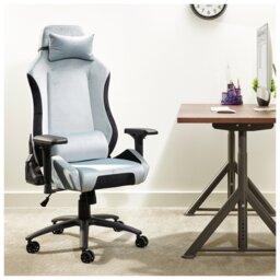 X Rocker Messina Fabric Gaming Office Chair - Silver - thumbnail 1