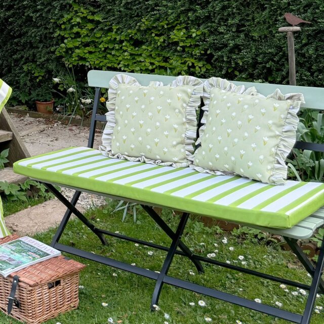 rucomfy Stripe Garden Bench Cushion - Green & White - image 1