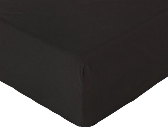 Habitat Cotton Rich 180 TC Plain Black Fitted Sheet - Double - image 1