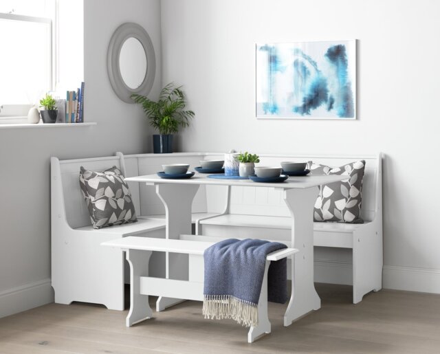 Argos Home Haversham White Dining Table & 1 White Bench - image 1