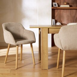 Argos Home Alarik Pair of Fabric Dining Chairs - Natural - thumbnail 1