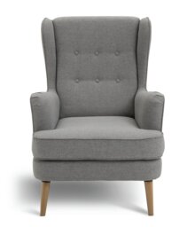 Habitat Callie Self Assembly Fabric Wingback Chair - Grey - thumbnail 1